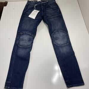 G-Star Raw Men's 30W x 32L Elwood 5620 3D Zip Knee Skinny Blue Denim Jeans NWT